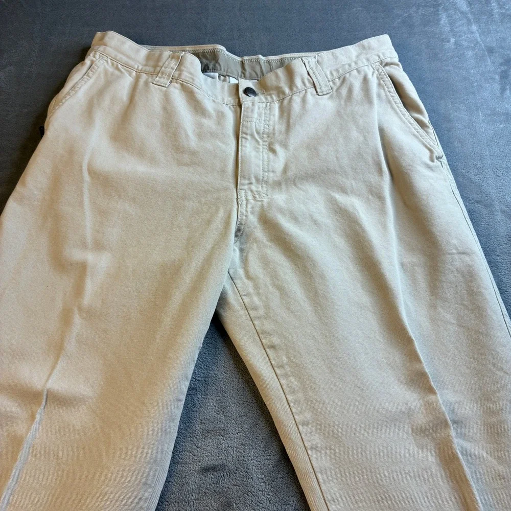 Columbia Mens Tan Khaki Cotton Canvas Utility Carpenter Pants 36x32 Straight Leg